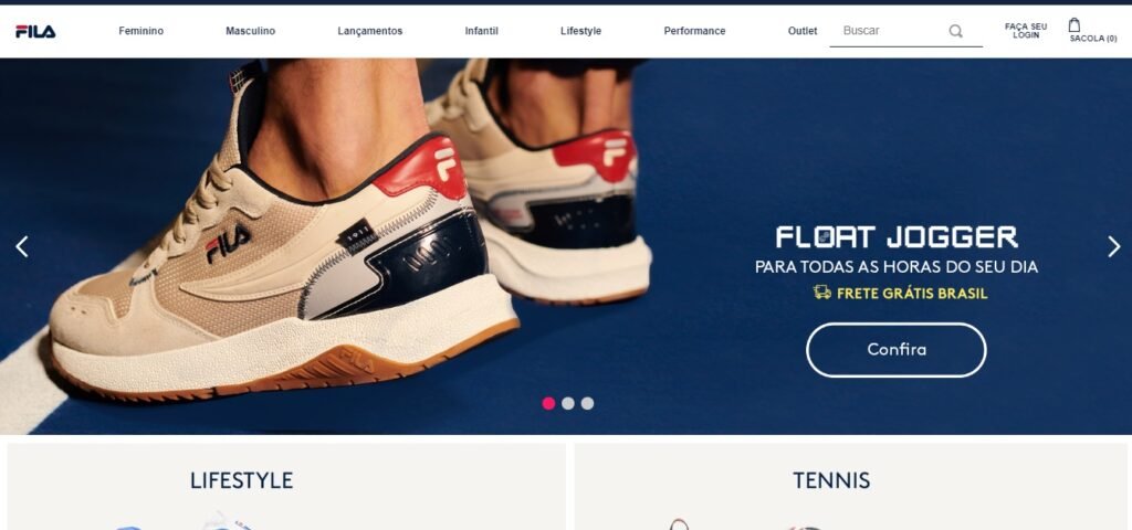 site da loja fila.com site confiável para comprar tênis originais masculino, feminino e infantil  