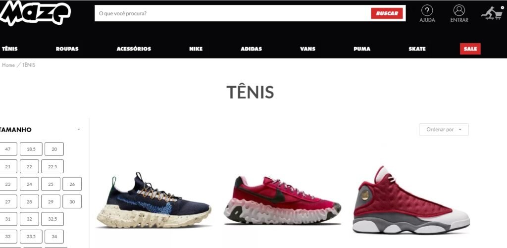 maze.com site confiável para comprar os melhores lançamentos de tênis originais das melhores marcas: Nike, Nike sb, air jordan, adidas, new balance   